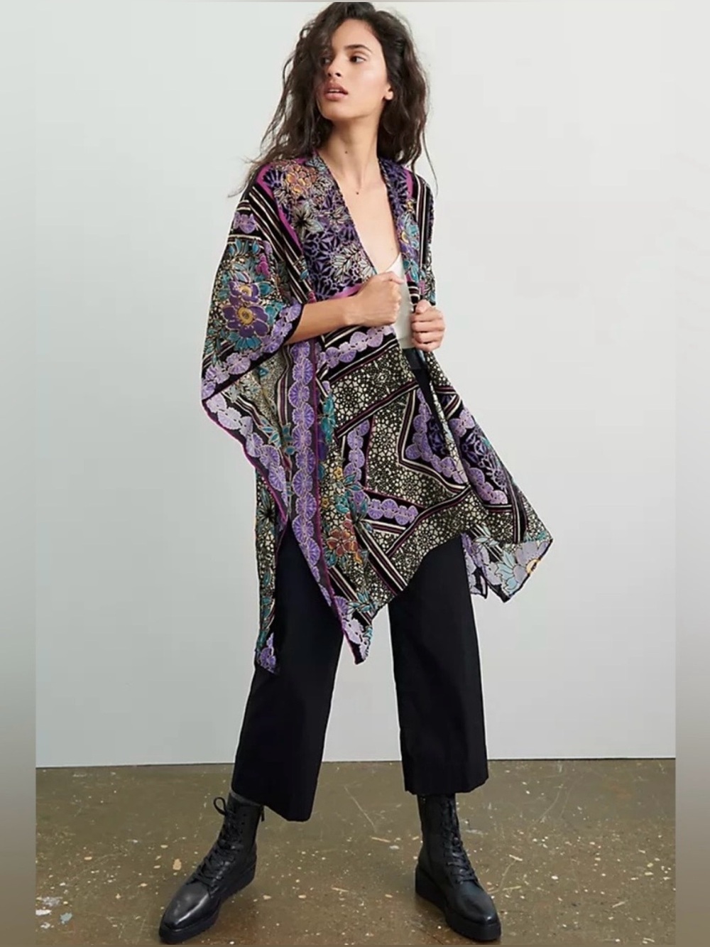 Anthropologie Shira Burnout Velvet Kimono - Picture 2 of 10